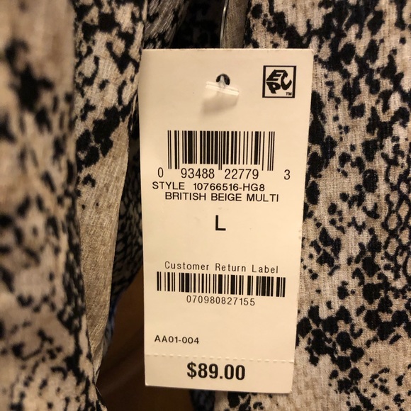 Bar lll British Beige Multi Ruffle Faux Wrap Dress - Size L - Picture 5 of 7